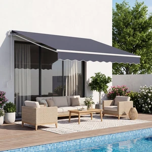VEVOR Manual Retractable Awning, 9.8' x 8.2' Outdoor Patio Awning Retractable Sun Shade, Patio Door Window Water-Resistant Polyester Sunshade Shelter with Crank Handle for Deck, Balcony, Yard, Gray VEVOR Manual Retractable Awning, 9.8' x 8.2' Outdoor Patio Awning Retractable Sun Shade, Patio Door Window Water-Resistant Polyester Sunshade Shelter with Crank Handle for Deck, Balcony, Yard, Gray
