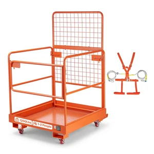 VEVOR Forklift Safety Cage, 36.2 x 41.1 Inch, Forklift Man Basket with 4 Wheels, 1200 lbs Capacity, Heavy Duty Work Platform Collapsible Lift Basket, Safety Harness, for Aerial Work Lifting Loader VEVOR Forklift Safety Cage, 36.2 x 41.1 Inch, Forklift Man Basket with 4 Wheels, 1200 lbs Capacity, Heavy Duty Work Platform Collapsible Lift Basket, Safety Harness, for Aerial Work Lifting Loader