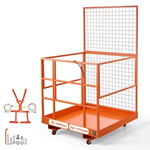 VEVOR Forklift Safety Cage, 48.2 x 45.2 Inch, Heavy Duty Forklift Man Basket, 1400 lbs Capacity Work Platform Lift Basket with Safety Harness, Lock, Wheels, Drain Hole, for Aerial Work Lifting Loader VEVOR Forklift Safety Cage, 48.2 x 45.2 Inch, Heavy Duty Forklift Man Basket, 1400 lbs Capacity Work Platform Lift Basket with Safety Harness, Lock, Wheels, Drain Hole, for Aerial Work Lifting Loader