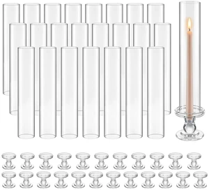 VEVOR Hurricane Candle Holders Set of 24, 12.6 in Tall Clear Glass Taper Candle Holders, High Borosilicate Glass, 2.36 in Cylinder for Wedding, Table Centerpiece, Party, Home Decor, Wind Protection VEVOR Hurricane Candle Holders Set of 24, 12.6 in Tall Clear Glass Taper Candle Holders, High Borosilicate Glass, 2.36 in Cylinder for Wedding, Table Centerpiece, Party, Home Decor, Wind Protection
