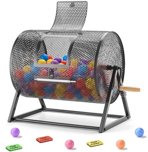 VEVOR Raffle Ticket Spinner, 16.1" x 11.9" Holds 5000 Tickets or 200 Ping Pong Balls, Raffle Drum Lottery Spinning Cage with Reinforced Handle, Stable Triangular Stand, for Events, Gatherings, Black VEVOR Raffle Ticket Spinner, 16.1" x 11.9" Holds 5000 Tickets or 200 Ping Pong Balls, Raffle Drum Lottery Spinning Cage with Reinforced Handle, Stable Triangular Stand, for Events, Gatherings, Black