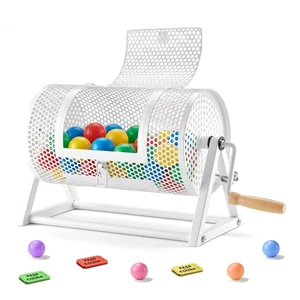VEVOR Raffle Ticket Spinner, 11.6" x 6.6" Holds 2500 Tickets or 100 Ping Pong Balls, Raffle Drum Lottery Spinning Cage with Reinforced Handle, Stable Triangular Stand, for Events and Gatherings, White VEVOR Raffle Ticket Spinner, 11.6" x 6.6" Holds 2500 Tickets or 100 Ping Pong Balls, Raffle Drum Lottery Spinning Cage with Reinforced Handle, Stable Triangular Stand, for Events and Gatherings, White