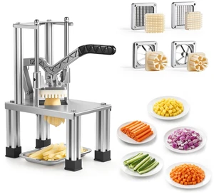 VEVOR French Fry Cutter, Commercial Vegetable Chopper with 4 Blades (1/4", 3/8", 6-Wedge & Apple Corer), Stainless Steel Potato Slicer for Fries, Onion, Carrots, Lemon Home & Restaurant Use VEVOR French Fry Cutter, Commercial Vegetable Chopper with 4 Blades (1/4", 3/8", 6-Wedge & Apple Corer), Stainless Steel Potato Slicer for Fries, Onion, Carrots, Lemon Home & Restaurant Use