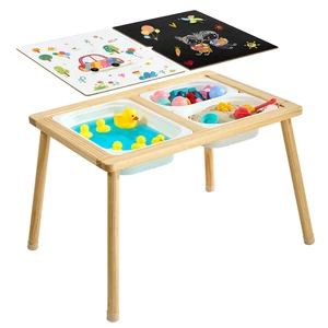 VEVOR Sensory Table for Toddlers, Wooden Kids Activity Table with Reversible Double-Sided Board, Storage Bins, and Non-Slip Feet, for Boys and Girls Playing Sand and Water, Drawing, Studying, Dining VEVOR Sensory Table for Toddlers, Wooden Kids Activity Table with Reversible Double-Sided Board, Storage Bins, and Non-Slip Feet, for Boys and Girls Playing Sand and Water, Drawing, Studying, Dining