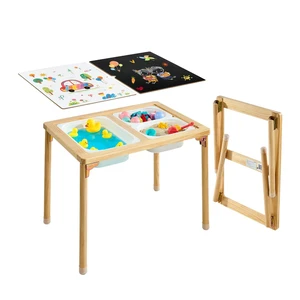VEVOR Sensory Table for Toddlers, Foldable Wooden Kids Activity Table with Double-Sided Board, Storage Bins, and Non-Slip Feet, for Boys and Girls Playing Sand and Water, Drawing, Studying, Dining VEVOR Sensory Table for Toddlers, Foldable Wooden Kids Activity Table with Double-Sided Board, Storage Bins, and Non-Slip Feet, for Boys and Girls Playing Sand and Water, Drawing, Studying, Dining