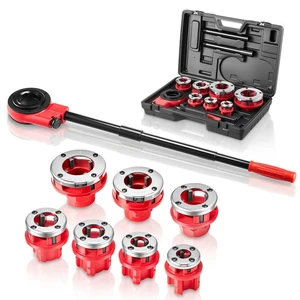 VEVOR Ratchet Pipe Threader Kit with 7 Dies, 3/8" BSPT to 2" BSPT Manual Ratcheting Pipe Threading Tool, Portable Pipes Threader Set with Toolbox for Plumbing Installation & Repair VEVOR Ratchet Pipe Threader Kit with 7 Dies, 3/8" BSPT to 2" BSPT Manual Ratcheting Pipe Threading Tool, Portable Pipes Threader Set with Toolbox for Plumbing Installation & Repair