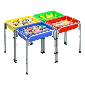 VEVOR Sensory Table for Toddlers, Kids 4-Station Sand and Water Adjustable Play Table with Detachable Storage Bins and Non-Slip Feet, Carbon Steel Frame, Rounded Corners, for Boys and Girls Exploring VEVOR Sensory Table for Toddlers, Kids 4-Station Sand and Water Adjustable Play Table with Detachable Storage Bins and Non-Slip Feet, Carbon Steel Frame, Rounded Corners, for Boys and Girls Exploring
