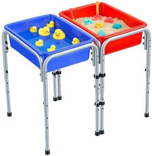 VEVOR Sensory Table for Toddlers, Kids 2-Station Sand and Water Adjustable Play Table with Detachable Storage Bins and Non-Slip Feet, Carbon Steel Frame, Rounded Corners, for Boys and Girls Exploring VEVOR Sensory Table for Toddlers, Kids 2-Station Sand and Water Adjustable Play Table with Detachable Storage Bins and Non-Slip Feet, Carbon Steel Frame, Rounded Corners, for Boys and Girls Exploring