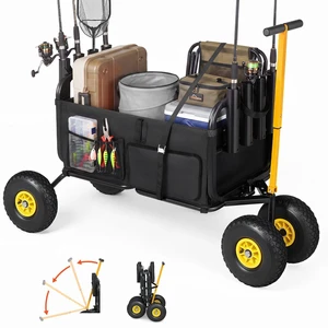 VEVOR Beach Fishing Cart, 300 lbs Load Capacity, Foldable Fishing Cart with Heavy-Duty Carbon Steel Frame, 11-Inch All-Terrain Tires, 8 Rod Holders, Strap, Easy to Clean, for Outdoor Camping Picnic VEVOR Beach Fishing Cart, 300 lbs Load Capacity, Foldable Fishing Cart with Heavy-Duty Carbon Steel Frame, 11-Inch All-Terrain Tires, 8 Rod Holders, Strap, Easy to Clean, for Outdoor Camping Picnic