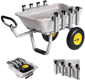 VEVOR Beach Fishing Cart, 200 lbs Load Capacity, Fishing Cart with Poly Bed, Heavy-Duty Aluminum Alloy Frame, 13-Inch All-Terrain Tires, 8 Rod Holders, Strap, Easy to Clean, for Outdoor Camping Picnic VEVOR Beach Fishing Cart, 200 lbs Load Capacity, Fishing Cart with Poly Bed, Heavy-Duty Aluminum Alloy Frame, 13-Inch All-Terrain Tires, 8 Rod Holders, Strap, Easy to Clean, for Outdoor Camping Picnic