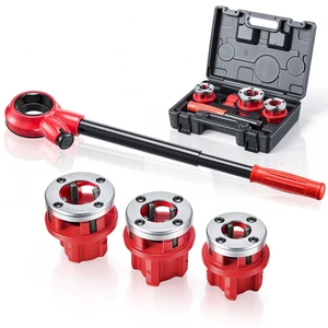 VEVOR Ratchet Pipe Threader Kit with 3 Dies, 1/2" BSPT, 3/4" BSPT, 1" BSPT Manual Ratcheting Pipe Threading Tool, Portable Pipes Threader Set with Toolbox for Plumbing Installation & Repair VEVOR Ratchet Pipe Threader Kit with 3 Dies, 1/2" BSPT, 3/4" BSPT, 1" BSPT Manual Ratcheting Pipe Threading Tool, Portable Pipes Threader Set with Toolbox for Plumbing Installation & Repair