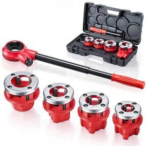 VEVOR Ratchet Pipe Threader Kit with 4 Dies, 1/2" NPT, 3/4" NPT, 1" NPT, 1-1/4" NPT Manual Ratcheting Pipe Threading Tool, Portable Pipes Threader Set with Toolbox for Plumbing Installation & Repair VEVOR Ratchet Pipe Threader Kit with 4 Dies, 1/2" NPT, 3/4" NPT, 1" NPT, 1-1/4" NPT Manual Ratcheting Pipe Threading Tool, Portable Pipes Threader Set with Toolbox for Plumbing Installation & Repair