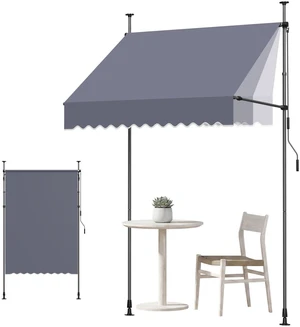 VEVOR Manual Retractable Awning, 59" Outdoor Retractable Patio Awning Sunshade Shelter, Height Adjustable Patio Door Window Canopy with Manual Crank Handle for Backyard, Garden, Balcony, Dark Gray VEVOR Manual Retractable Awning, 59" Outdoor Retractable Patio Awning Sunshade Shelter, Height Adjustable Patio Door Window Canopy with Manual Crank Handle for Backyard, Garden, Balcony, Dark Gray