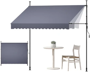 VEVOR Manual Retractable Awning, 118" Outdoor Retractable Patio Awning Sunshade Shelter, Height Adjustable Patio Door Window Canopy with Manual Crank Handle for Backyard, Garden, Balcony, Dark Gray VEVOR Manual Retractable Awning, 118" Outdoor Retractable Patio Awning Sunshade Shelter, Height Adjustable Patio Door Window Canopy with Manual Crank Handle for Backyard, Garden, Balcony, Dark Gray