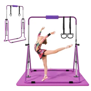 VEVOR Gymnastic Bars for Kids, 140 lbs Capacity Folding Training Kip Bar with Mat, Adjustable Height Gymnastic Horizontal Bar for Home, Training Equipment for Indoor Outdoor, Easy to Assemble, Purple VEVOR Gymnastic Bars for Kids, 140 lbs Capacity Folding Training Kip Bar with Mat, Adjustable Height Gymnastic Horizontal Bar for Home, Training Equipment for Indoor Outdoor, Easy to Assemble, Purple