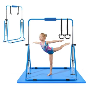 VEVOR Gymnastic Bars for Kids, 140 lbs Capacity Folding Training Kip Bar with Mat, Adjustable Height Gymnastic Horizontal Bar for Home, Training Equipment for Indoor Outdoor, Easy to Assemble, Blue VEVOR Gymnastic Bars for Kids, 140 lbs Capacity Folding Training Kip Bar with Mat, Adjustable Height Gymnastic Horizontal Bar for Home, Training Equipment for Indoor Outdoor, Easy to Assemble, Blue