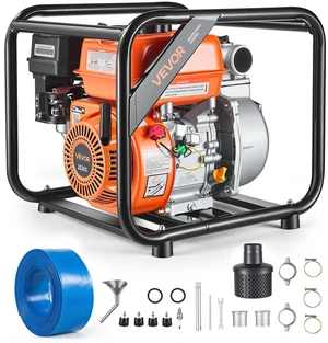 VEVOR Gas Powered Water Pump, 2 in, 142 GPM 7HP Semi Trash Water Transfer Pump Portable, Gasoline Engine with 25 ft Discharge Hose, Heavy Duty Frame, Cast Iron Impeller, for Irrigation, Ponds, Pools VEVOR Gas Powered Water Pump, 2 in, 142 GPM 7HP Semi Trash Water Transfer Pump Portable, Gasoline Engine with 25 ft Discharge Hose, Heavy Duty Frame, Cast Iron Impeller, for Irrigation, Ponds, Pools