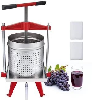VEVOR Fruit Wine Press, 3.96Gal/15L, Stainless Steel Manual Juice Maker, Heavy Duty T-Shaped Handle & Cross-beam for Cider Apple Grape Vegetable Press, with 2 Filter Bags, for Kitchen Home Brewing VEVOR Fruit Wine Press, 3.96Gal/15L, Stainless Steel Manual Juice Maker, Heavy Duty T-Shaped Handle & Cross-beam for Cider Apple Grape Vegetable Press, with 2 Filter Bags, for Kitchen Home Brewing