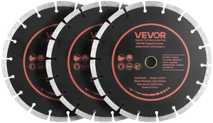 VEVOR Diamond Blades 9 inch, 3-Pack Concrete Saw Blade Set, 7/8 in Arbor, High-Hardness Diamond Segments, 65Mn Steel Core, Dry Wet Cutting, Clean Edges for Concrete, Masonry, Brick, Stone, Granite VEVOR Diamond Blades 9 inch, 3-Pack Concrete Saw Blade Set, 7/8 in Arbor, High-Hardness Diamond Segments, 65Mn Steel Core, Dry Wet Cutting, Clean Edges for Concrete, Masonry, Brick, Stone, Granite