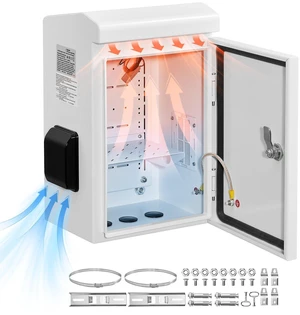 VEVOR Outdoor Electrical Box, Cold-Rolled Steel, Electrical Junction Box with Thermostat and Fan, Rain Hood, Ventilated Design, IP65 Waterproof Hinged Enclosure, Wall/Pole Mounted, 16 x 12 x 8 in VEVOR Outdoor Electrical Box, Cold-Rolled Steel, Electrical Junction Box with Thermostat and Fan, Rain Hood, Ventilated Design, IP65 Waterproof Hinged Enclosure, Wall/Pole Mounted, 16 x 12 x 8 in