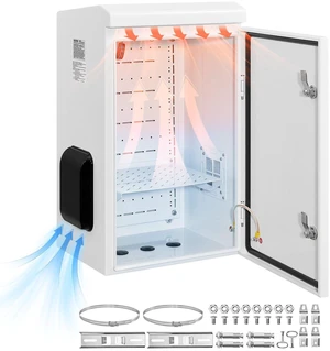 VEVOR Outdoor Electrical Box, Cold-Rolled Steel, Electrical Junction Box with Thermostat and Fan, Rain Hood, Ventilated Design, IP65 Waterproof Hinged Enclosure, Wall/Pole Mounted, 24 x 16 x 12 in VEVOR Outdoor Electrical Box, Cold-Rolled Steel, Electrical Junction Box with Thermostat and Fan, Rain Hood, Ventilated Design, IP65 Waterproof Hinged Enclosure, Wall/Pole Mounted, 24 x 16 x 12 in