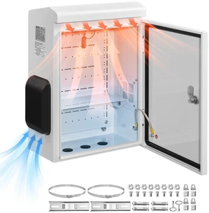 VEVOR Outdoor Electrical Box, Cold-Rolled Steel, Electrical Junction Box with Thermostat and Fan, Rain Hood, Ventilated Design, IP65 Waterproof Hinged Enclosure, Wall/Pole Mounted, 20 x 16 x 8 in VEVOR Outdoor Electrical Box, Cold-Rolled Steel, Electrical Junction Box with Thermostat and Fan, Rain Hood, Ventilated Design, IP65 Waterproof Hinged Enclosure, Wall/Pole Mounted, 20 x 16 x 8 in