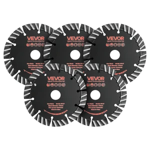 VEVOR Diamond Blades 5.24 inch, 5-Pack Wall Chaser Saw Blade Cutting Blade, 0.79 in Arbor, High-Hardness Diamond Segments, 65Mn Steel Core, Dry Wet Cutting, Clean Edges for Concrete Brick Stone Cement VEVOR Diamond Blades 5.24 inch, 5-Pack Wall Chaser Saw Blade Cutting Blade, 0.79 in Arbor, High-Hardness Diamond Segments, 65Mn Steel Core, Dry Wet Cutting, Clean Edges for Concrete Brick Stone Cement