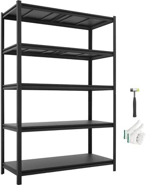 VEVOR Storage Shelves, 5-Tier Adjustable, 3000 lbs Capacity, Heavy Duty Garage Storage Shelving Unit, Metal Utility Rack Shelf, for Garage Workshop Warehouse Basement, 48.43" W x 20.55" D x 71.38" H VEVOR Storage Shelves, 5-Tier Adjustable, 3000 lbs Capacity, Heavy Duty Garage Storage Shelving Unit, Metal Utility Rack Shelf, for Garage Workshop Warehouse Basement, 48.43" W x 20.55" D x 71.38" H