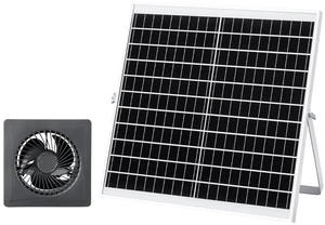 VEVOR Solar Powered Fan, 20W Solar Panel with Battery Storage, 220 CFM Airflow, Adjustable Panel Angle, 2030 RPM High-Speed, Fast Air Exchange for Greenhouse, Grow Tents, Chicken Coops, Shelters VEVOR Solar Powered Fan, 20W Solar Panel with Battery Storage, 220 CFM Airflow, Adjustable Panel Angle, 2030 RPM High-Speed, Fast Air Exchange for Greenhouse, Grow Tents, Chicken Coops, Shelters