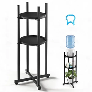 VEVOR Water Dispenser Stand, 2 Tiers Water Jug Holder for 1 Bottle, Heavy Duty Jug Rack Organizer with Detachable Storage Shelf, Cross-Shaped Stable Base, for Kitchen, Office, Living Room, Black VEVOR Water Dispenser Stand, 2 Tiers Water Jug Holder for 1 Bottle, Heavy Duty Jug Rack Organizer with Detachable Storage Shelf, Cross-Shaped Stable Base, for Kitchen, Office, Living Room, Black