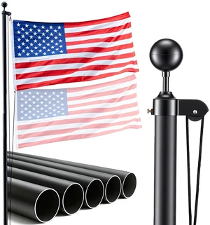 VEVOR Flag Pole, 16ft Heavy Duty Sectional Flagpole Kit for Outside House In Ground, Extra Thick Outdoor Aluminum Flagpole Kit with 3x5 American Flag for Yard, Residential or Commercial Use, Black VEVOR Flag Pole, 16ft Heavy Duty Sectional Flagpole Kit for Outside House In Ground, Extra Thick Outdoor Aluminum Flagpole Kit with 3x5 American Flag for Yard, Residential or Commercial Use, Black