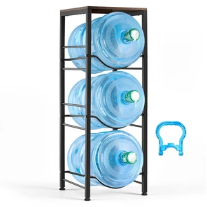 VEVOR Water Jug Holder, 4 Tiers 3 and 5 Gallon Water Bottle Holder for 3 Bottles, Heavy Duty Jug Rack Organizer with Storage Shelf, Detachable for Kitchen, Office, Living Room, Black and Brown VEVOR Water Jug Holder, 4 Tiers 3 and 5 Gallon Water Bottle Holder for 3 Bottles, Heavy Duty Jug Rack Organizer with Storage Shelf, Detachable for Kitchen, Office, Living Room, Black and Brown