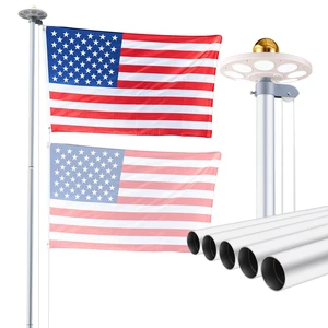VEVOR Flag Pole, 25ft Heavy Duty Sectional Flagpole Kit with 136 LED Solar Light for Outside House In Ground, Outdoor Aluminum Flagpole with 3x5 American Flag for Yard, Residential, Commercial, Silver VEVOR Flag Pole, 25ft Heavy Duty Sectional Flagpole Kit with 136 LED Solar Light for Outside House In Ground, Outdoor Aluminum Flagpole with 3x5 American Flag for Yard, Residential, Commercial, Silver
