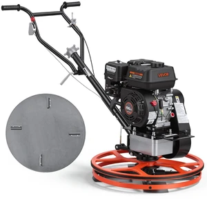 VEVOR Power Trowel, 24 inch Concrete Finishing Machine with Float Pan, 5.5HP Engine, 4 Blades, Adjustable Pitch, Gas-Powered Walk-Behind Cement Surface Finisher for Smooth Floors, Construction Use VEVOR Power Trowel, 24 inch Concrete Finishing Machine with Float Pan, 5.5HP Engine, 4 Blades, Adjustable Pitch, Gas-Powered Walk-Behind Cement Surface Finisher for Smooth Floors, Construction Use