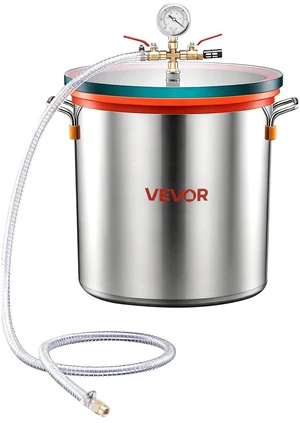 VEVOR 9 Gallon Vacuum Chamber, Stainless Steel, Vacuum Degassing Chamber with Tempered Glass Lid, Hose, Air Filter, for Resin Casting, Stabilizing Wood, Degassing Silicone, Epoxies, Essential Oils VEVOR 9 Gallon Vacuum Chamber, Stainless Steel, Vacuum Degassing Chamber with Tempered Glass Lid, Hose, Air Filter, for Resin Casting, Stabilizing Wood, Degassing Silicone, Epoxies, Essential Oils