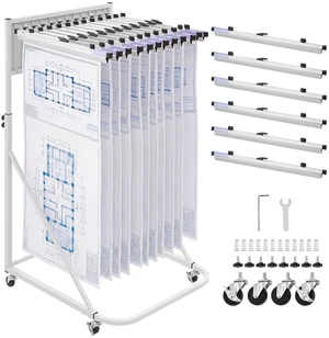 VEVOR Blueprint Storage Rack, Steel, Mobile Adjustable Blueprint Holder with 6 Pack of 24 Inch Aluminum Clamps, 4 Wheels, Display Rack Storage Organizer Stand, for File Display Plan Poster Office Home VEVOR Blueprint Storage Rack, Steel, Mobile Adjustable Blueprint Holder with 6 Pack of 24 Inch Aluminum Clamps, 4 Wheels, Display Rack Storage Organizer Stand, for File Display Plan Poster Office Home