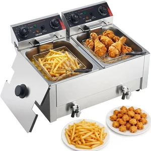 VEVOR Commercial Electric Deep Fryer, Upgrade Dual Tank 19 Qt, 3500W Stainless Steel Countertop Fryer with Baskets & Lids, Temp Control, Timer, Overheat Protection, for Commercial Restaurant, Silver VEVOR Commercial Electric Deep Fryer, Upgrade Dual Tank 19 Qt, 3500W Stainless Steel Countertop Fryer with Baskets & Lids, Temp Control, Timer, Overheat Protection, for Commercial Restaurant, Silver