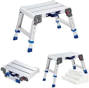VEVOR Folding Work Platform, Adjustable Height 12-16 in, 500 lbs Capacity Aluminum Step Stool, Heavy Duty Non-Slip Platform Ladder, Portable Work Bench for Painting, Cleaning, Home & Professional Use VEVOR Folding Work Platform, Adjustable Height 12-16 in, 500 lbs Capacity Aluminum Step Stool, Heavy Duty Non-Slip Platform Ladder, Portable Work Bench for Painting, Cleaning, Home & Professional Use
