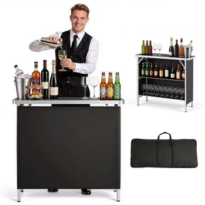 VEVOR Folding Portable Bar Table, 38.6 x 15.2 x 34.3 in, with Carry Bag, Storage Shelf, and Detachable Skirt, Quick and Easy Setup, Foldable Mobile Bartending Station for Events, Party, Tradeshow VEVOR Folding Portable Bar Table, 38.6 x 15.2 x 34.3 in, with Carry Bag, Storage Shelf, and Detachable Skirt, Quick and Easy Setup, Foldable Mobile Bartending Station for Events, Party, Tradeshow