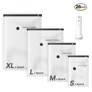 VEVOR Vacuum Storage Bags, 26 Pack Space Saver Vacuum Seal Bags for Clothing, with Pump and Charging Cable, Double Zipper Seal, Thickened PA and PE, Compression for Clothes Storage, Travel Luggage VEVOR Vacuum Storage Bags, 26 Pack Space Saver Vacuum Seal Bags for Clothing, with Pump and Charging Cable, Double Zipper Seal, Thickened PA and PE, Compression for Clothes Storage, Travel Luggage