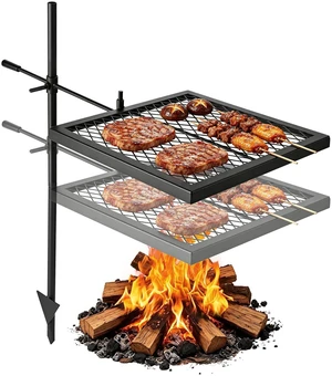 VEVOR Heavy Duty Swivel Campfire Grill, 16" Portable Camping Grill Grate, Sturdy Steel BBQ Mesh, 360° Height Adjustable Over Fire Pit Equipment with Carrying Bag, for Outdoor Open Flame Cooking, Black VEVOR Heavy Duty Swivel Campfire Grill, 16" Portable Camping Grill Grate, Sturdy Steel BBQ Mesh, 360° Height Adjustable Over Fire Pit Equipment with Carrying Bag, for Outdoor Open Flame Cooking, Black