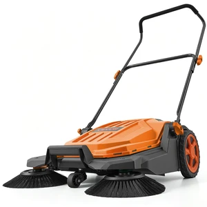 VEVOR Walk-Behind Hand Push Floor Sweeper, Manual Floor Sweeper Non-Electric with 25.6" Sweeping Width, 5 Gallons Waste Container & Adjustable Folding Handle for Yards Walkways Patios Garages - Orange VEVOR Walk-Behind Hand Push Floor Sweeper, Manual Floor Sweeper Non-Electric with 25.6" Sweeping Width, 5 Gallons Waste Container & Adjustable Folding Handle for Yards Walkways Patios Garages - Orange