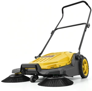 VEVOR Walk-Behind Hand Push Floor Sweeper, Manual Floor Sweeper Non-Electric with 25.6" Sweeping Width, 5 Gallons Waste Container & Adjustable Folding Handle for Yards Walkways Patios Garages - Yellow VEVOR Walk-Behind Hand Push Floor Sweeper, Manual Floor Sweeper Non-Electric with 25.6" Sweeping Width, 5 Gallons Waste Container & Adjustable Folding Handle for Yards Walkways Patios Garages - Yellow