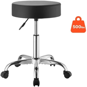 VEVOR Rolling Stool with Wheels, 500 lbs Weight Capacity, Height Adjustable, Thick Cushion Ergonomic PU Leather Seat, 360° Swivel Round Rolling Stool Chair for Salon, Spa, Clinic, Medical, Black VEVOR Rolling Stool with Wheels, 500 lbs Weight Capacity, Height Adjustable, Thick Cushion Ergonomic PU Leather Seat, 360° Swivel Round Rolling Stool Chair for Salon, Spa, Clinic, Medical, Black