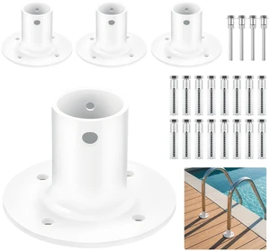 VEVOR Deck Anchor Flange 4 Pack, 1-7/8 in Pool Ladder Deck Mount, Handrail Anchor with Stainless Steel Mounting Hardware, Premium Aluminum Alloy Flange for Inground Swimming Pool Ladder, White VEVOR Deck Anchor Flange 4 Pack, 1-7/8 in Pool Ladder Deck Mount, Handrail Anchor with Stainless Steel Mounting Hardware, Premium Aluminum Alloy Flange for Inground Swimming Pool Ladder, White