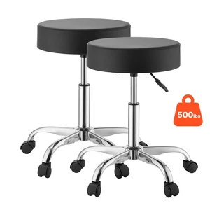 VEVOR Rolling Stools with Wheels, Set of 2, 500 lbs Weight Capacity, Height Adjustable, Thick Cushion Ergonomic PU Leather Seat, 360° Swivel Round Rolling Stool Chair for Salon, Spa, Clinic, Black VEVOR Rolling Stools with Wheels, Set of 2, 500 lbs Weight Capacity, Height Adjustable, Thick Cushion Ergonomic PU Leather Seat, 360° Swivel Round Rolling Stool Chair for Salon, Spa, Clinic, Black
