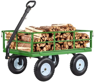 VEVOR Steel Garden Cart, 1200 lbs Heavy Duty Pullable Garden Wagon Yard Cart, 2 in 1 Outdoor Metal Utility Wagon Yard Trailer with 13" All Terrain Tires, Mesh Detachable Sides and 180° Rotating Handle VEVOR Steel Garden Cart, 1200 lbs Heavy Duty Pullable Garden Wagon Yard Cart, 2 in 1 Outdoor Metal Utility Wagon Yard Trailer with 13" All Terrain Tires, Mesh Detachable Sides and 180° Rotating Handle