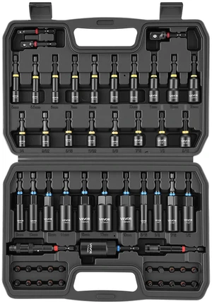 VEVOR Master Magnetic Impact Nut Driver Set 55PCS, Metric & SAE Sizes, with Socket Adapters, Bit Holder, Wing Nut Driver, Pivoting Nutsetter, Quick Release Extension, Power Bits, Storage Box VEVOR Master Magnetic Impact Nut Driver Set 55PCS, Metric & SAE Sizes, with Socket Adapters, Bit Holder, Wing Nut Driver, Pivoting Nutsetter, Quick Release Extension, Power Bits, Storage Box