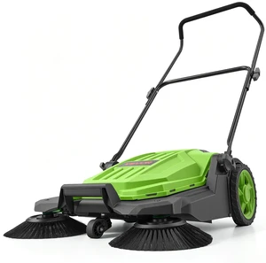 VEVOR Walk-Behind Hand Push Floor Sweeper, Manual Floor Sweeper Non-Electric with 25.6" Sweeping Width, 5 Gallons Waste Container & Adjustable Folding Handle for Yards Walkways Patios Garages - Green VEVOR Walk-Behind Hand Push Floor Sweeper, Manual Floor Sweeper Non-Electric with 25.6" Sweeping Width, 5 Gallons Waste Container & Adjustable Folding Handle for Yards Walkways Patios Garages - Green
