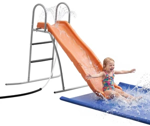 VEVOR Water Slide, 5.5ft Outdoor Waterslide for Kids, Free Standing Pool Wave Slide with 6.5ft Ground Tarp, Built in Adjustable Sprinkler, Metal Plastic Playground Equipment, Platform for Backyard Fun VEVOR Water Slide, 5.5ft Outdoor Waterslide for Kids, Free Standing Pool Wave Slide with 6.5ft Ground Tarp, Built in Adjustable Sprinkler, Metal Plastic Playground Equipment, Platform for Backyard Fun
